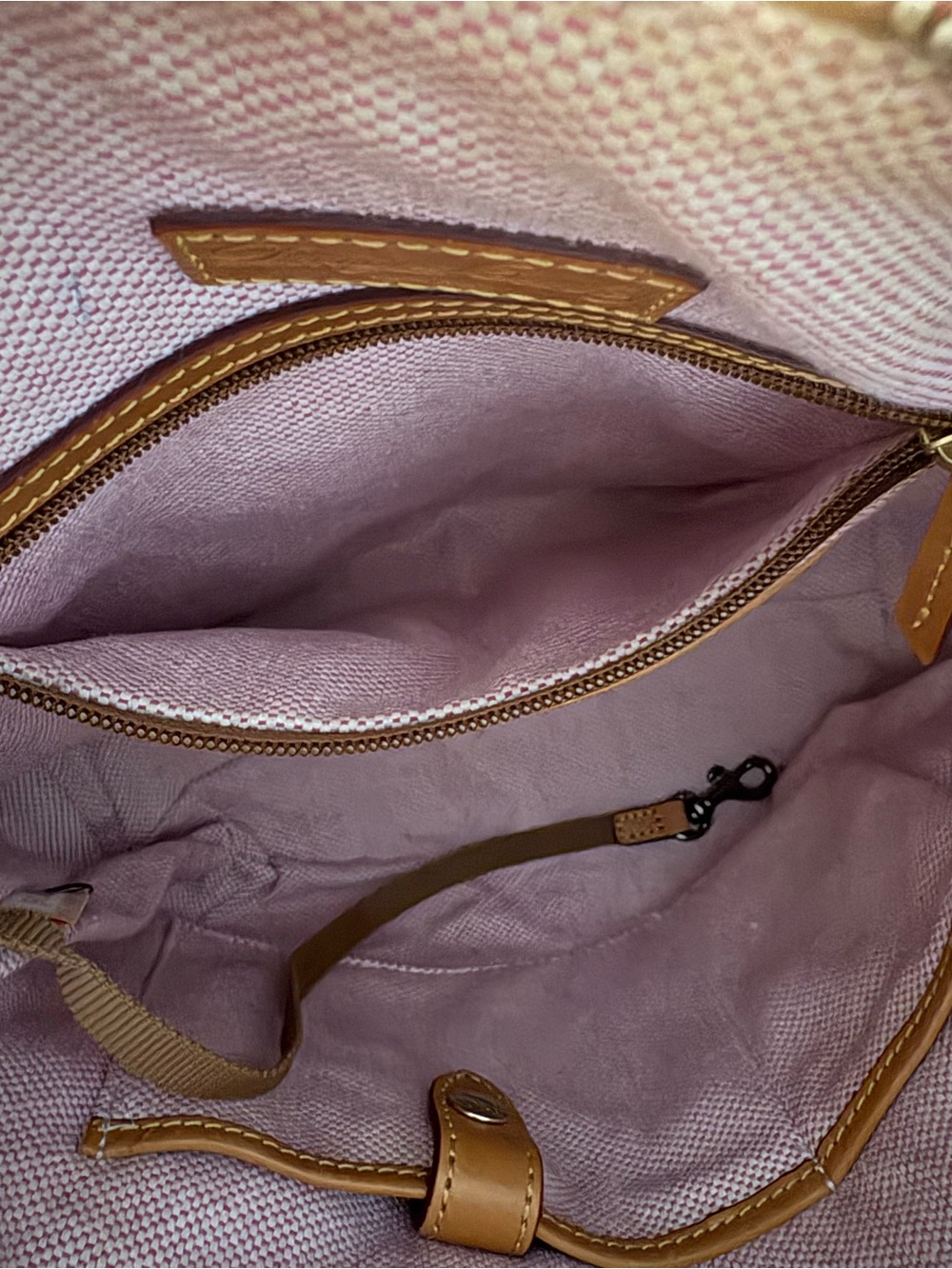 Dooney & Bourke Dillen Burgundy Leather Satchel with Tan Trim - Picture 7 of 10
